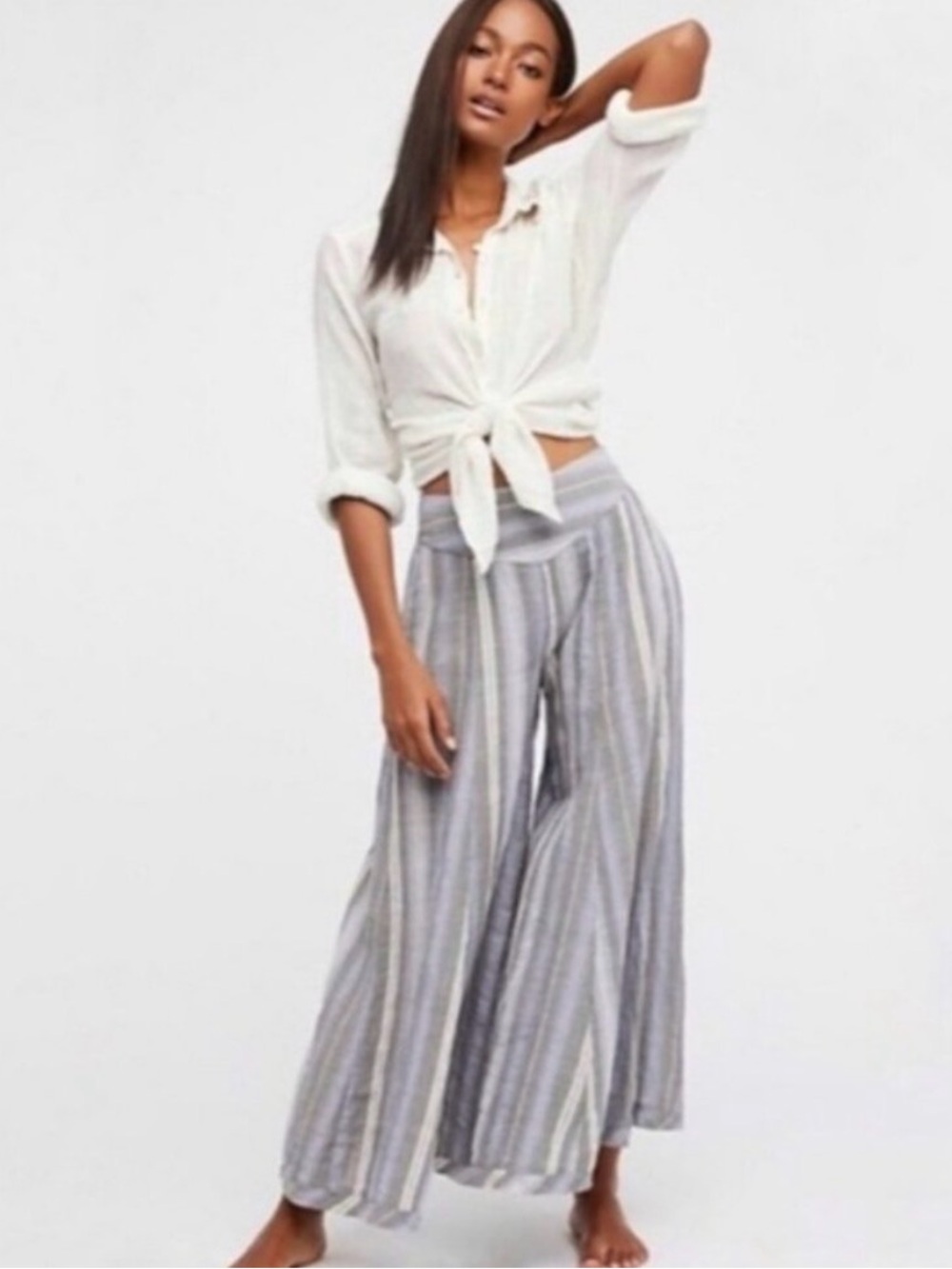 Free People Blaire Striped Pull-On Pants, Size Large.